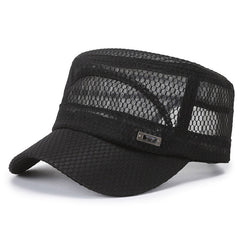 Unisex Mesh Flat Top Hat Lightweight Baseball Cap Sun Visor