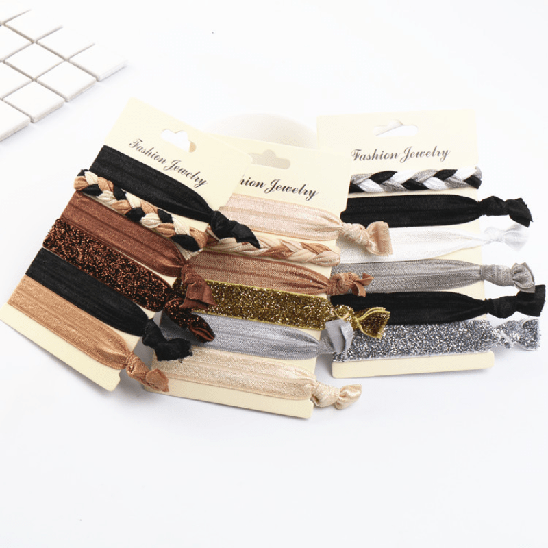 4pcs Knotted Hair Tie Wide Hair Ring Elastic Ponytail Holder Hair Tie Bracelet