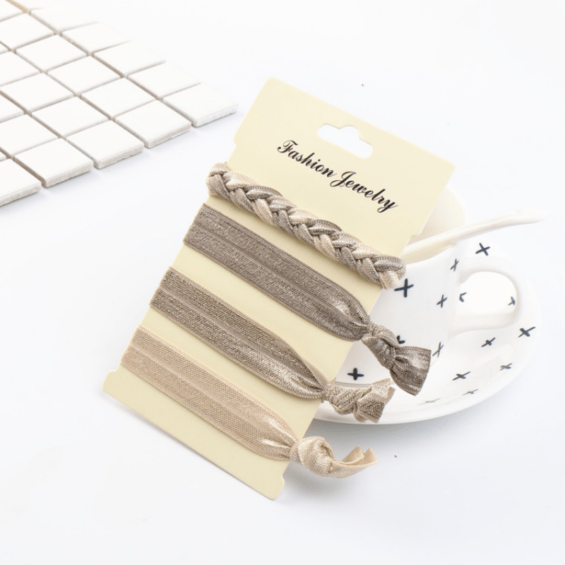 4pcs Knotted Hair Tie Wide Hair Ring Elastic Ponytail Holder Hair Tie Bracelet