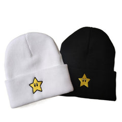 Cartoon Star Embroidery Beanie Knit Hat Warm Skull Cap