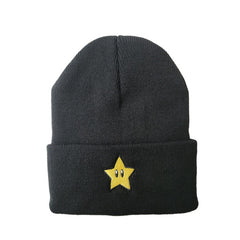 Cartoon Star Embroidery Beanie Knit Hat Warm Skull Cap