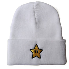 Cartoon Star Embroidery Beanie Knit Hat Warm Skull Cap