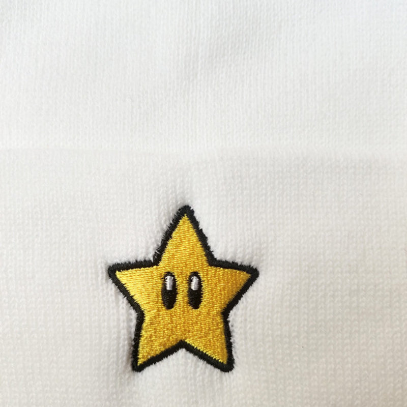 Cartoon Star Embroidery Beanie Knit Hat Warm Skull Cap