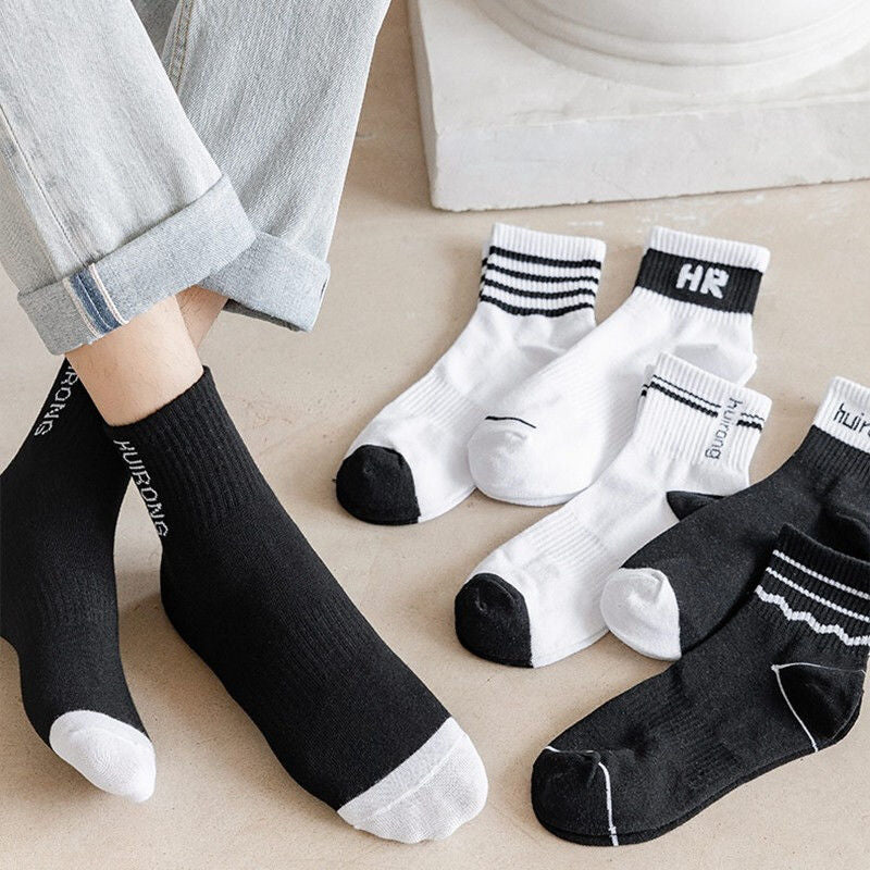 Men's Thin Cotton Sweat Absorbent Short Socks (5 Pairs)