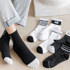 Men's Thin Cotton Sweat Absorbent Short Socks (5 Pairs)