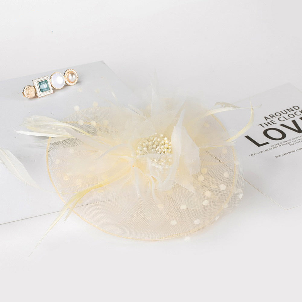 Feather Fascinator Pearl Headband Wedding Tea Party