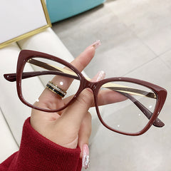 Light Blocking Cat Eye Glasses Clear Lens Anti Eyestrain for Women Men