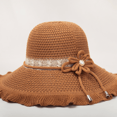 Crochet Sun Hat Wide Brim Summer Sunscreen Basin Hat