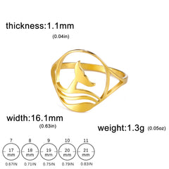 Stainless Steel Whale Hollow Ring Animal Fishtail Jewelry