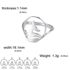 Stainless Steel Whale Hollow Ring Animal Fishtail Jewelry