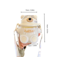 700ml Bear Shape Plastic Water Cup Portable Lightweight Straw Drinking Cup