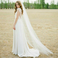 2m Long Ivory Single Layer Head Veil With Comb Bridal Wedding Hair Accessories