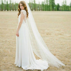2m Long Ivory Single Layer Head Veil With Comb Bridal Wedding Hair Accessories