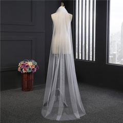 2m Long Ivory Single Layer Head Veil With Comb Bridal Wedding Hair Accessories