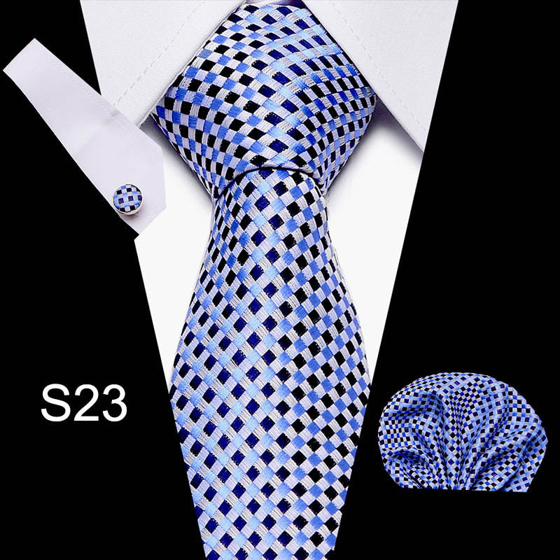 Business Men's Tie Set With Cufflinks and Scarf