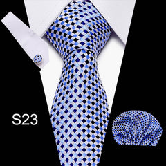 Business Men's Tie Set With Cufflinks and Scarf