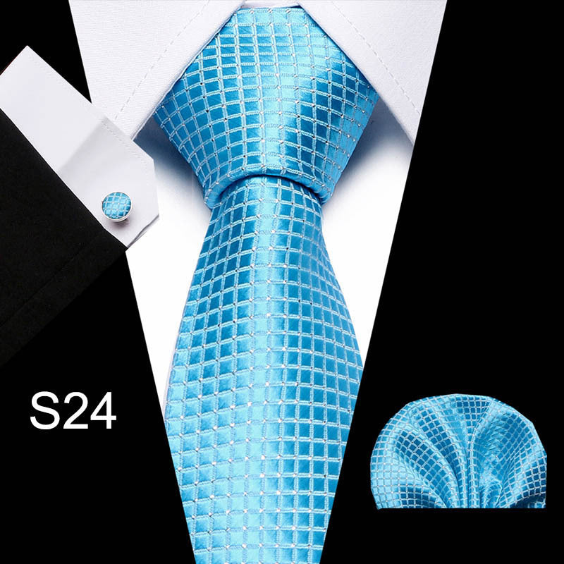 Business Men's Tie Set With Cufflinks and Scarf