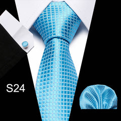 Business Men's Tie Set With Cufflinks and Scarf