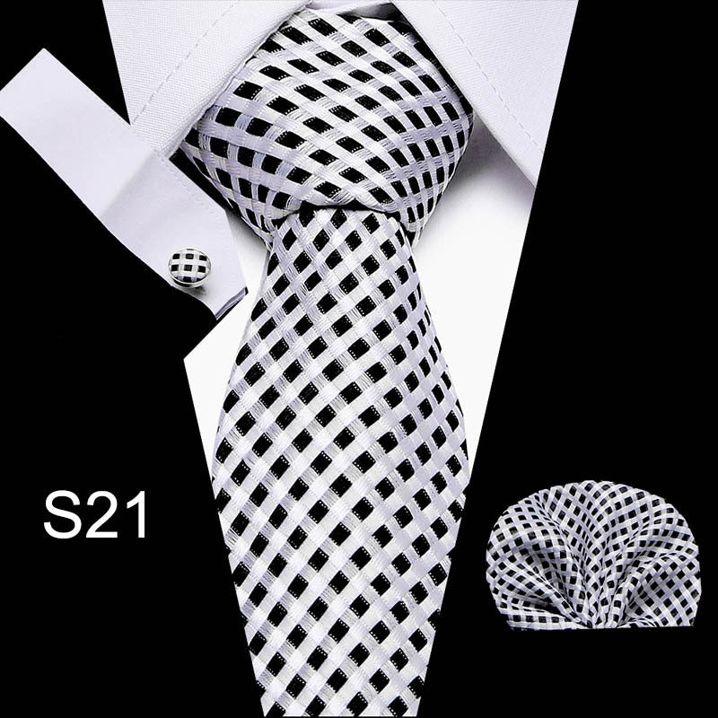 Business Men's Tie Set With Cufflinks and Scarf
