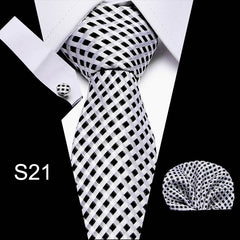Business Men's Tie Set With Cufflinks and Scarf