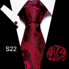 Business Men's Tie Set With Cufflinks and Scarf