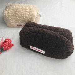 Plush Makeup Bag Zipper Pouch Furry Brush Holder
