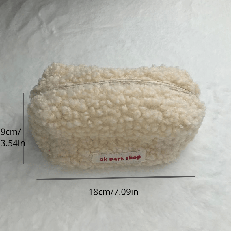 Plush Makeup Bag Zipper Pouch Furry Brush Holder