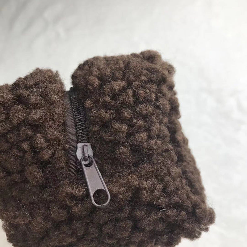 Plush Makeup Bag Zipper Pouch Furry Brush Holder