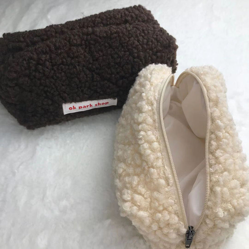Plush Makeup Bag Zipper Pouch Furry Brush Holder