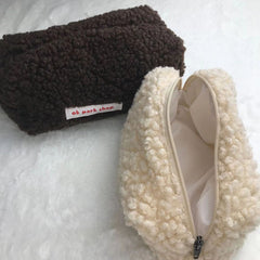 Plush Makeup Bag Zipper Pouch Furry Brush Holder