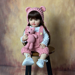 22" Soft Silicone Body Reborn Baby Girl Doll Brown Hair