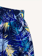 Tropical Print Elastic Waist Shorts for Women