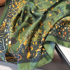 Printed Silk Long Scarf Sunscreen Beach Wrap for Women