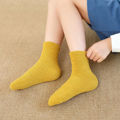 3 Pairs Kids Thickened Plus Velvet Wool Blend Warm Crew Socks for Winter