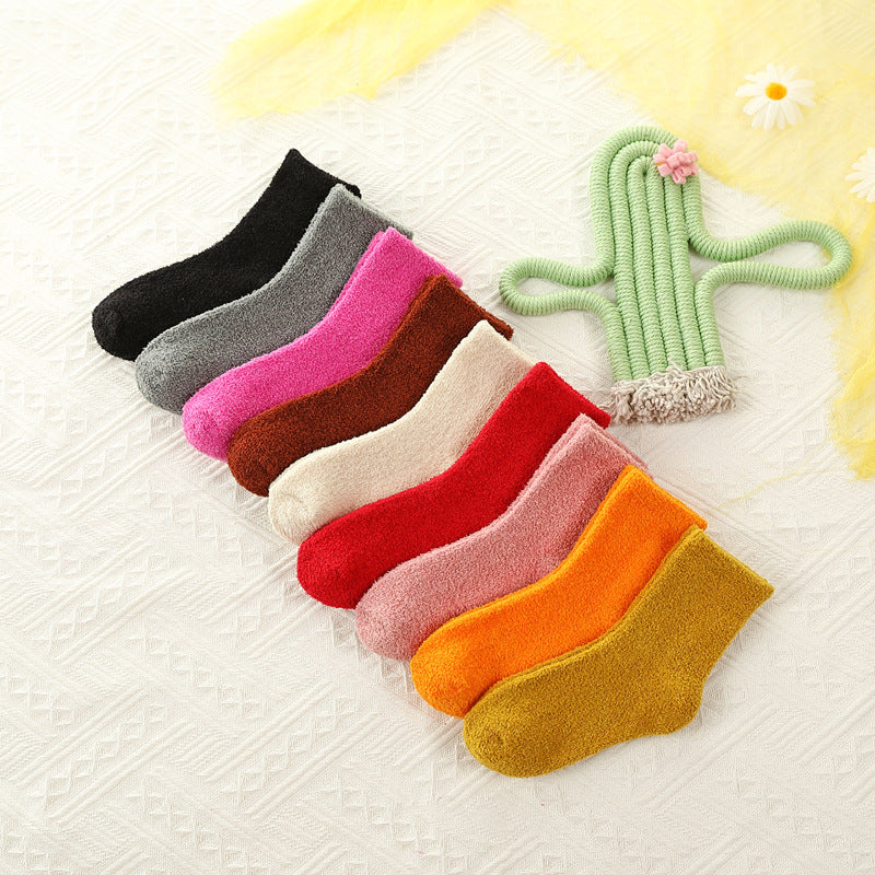 3 Pairs Kids Thickened Plus Velvet Wool Blend Warm Crew Socks for Winter
