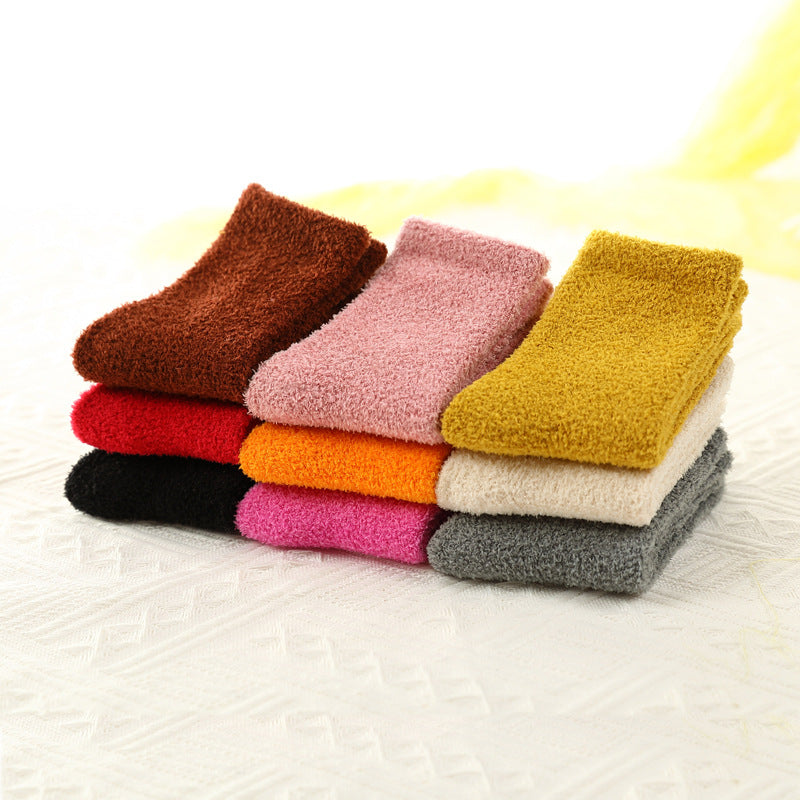 3 Pairs Kids Thickened Plus Velvet Wool Blend Warm Crew Socks for Winter