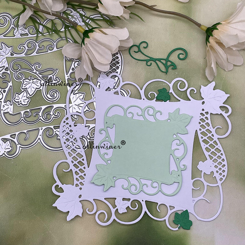 Leaves Flowers Frame Metal Cutting Dies for Scrapbooking Cards Crafts