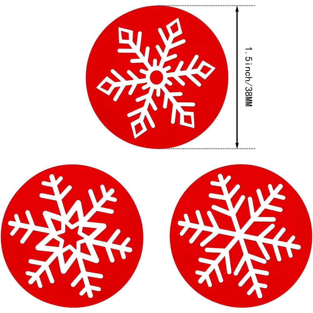 120 Red Christmas Snowflake Seal Stickers for Candy Cookie Bag