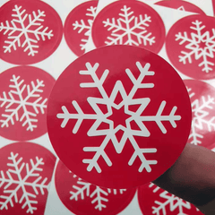 120 Red Christmas Snowflake Seal Stickers for Candy Cookie Bag