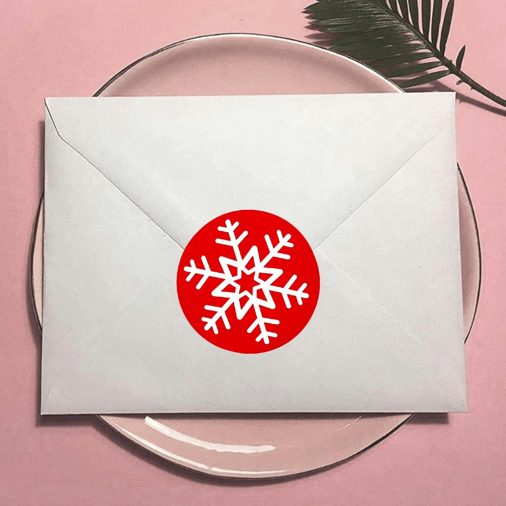 120 Red Christmas Snowflake Seal Stickers for Candy Cookie Bag