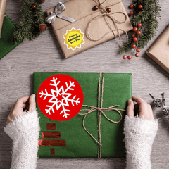 120 Red Christmas Snowflake Seal Stickers for Candy Cookie Bag