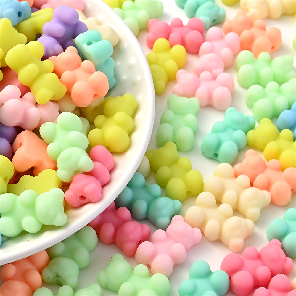 30pcs 11x18mm Matte Acrylic Bear Beads for DIY Jewelry Making