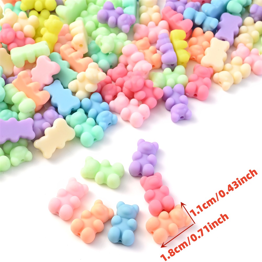 30pcs 11x18mm Matte Acrylic Bear Beads for DIY Jewelry Making