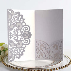 50pcs Laser Cut Pearl Paper Wedding Invitations with Inner Cards and Envelopes