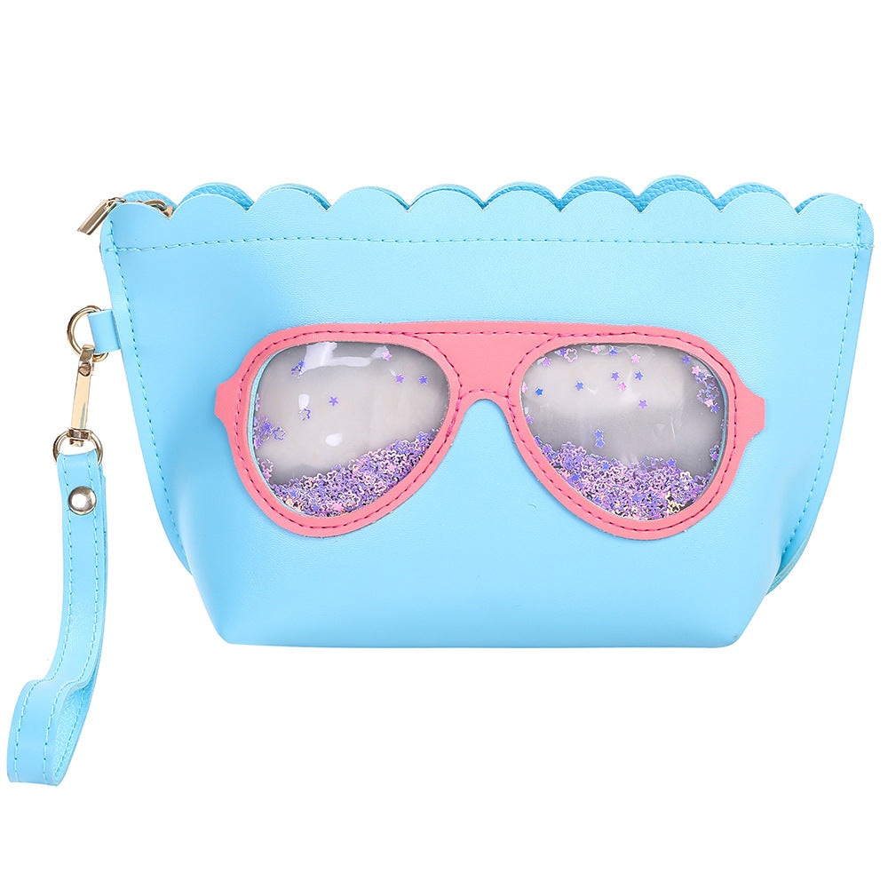 Kids Cartoon PU Leather Glasses Coin Purse Pen Bag