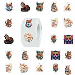 500pcs Fox Cartoon Label Stickers, DIY Animal Tape, 10 Patterns