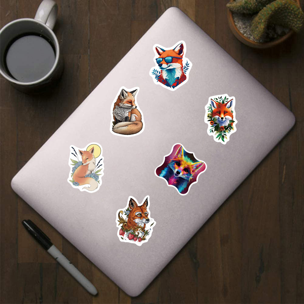 500pcs Fox Cartoon Label Stickers, DIY Animal Tape, 10 Patterns