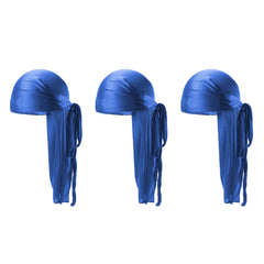 3pcs Satin Durag Head Wraps Long Tail Turban Cap for Outdoor Sports