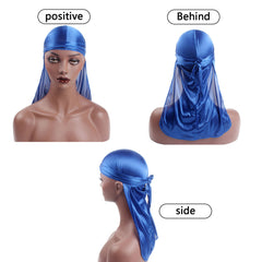 3pcs Satin Durag Head Wraps Long Tail Turban Cap for Outdoor Sports