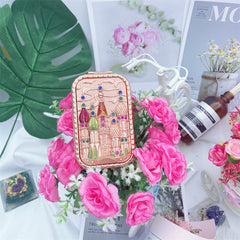 Vintage 3D Castle Makeup Mirror with Rhinestones